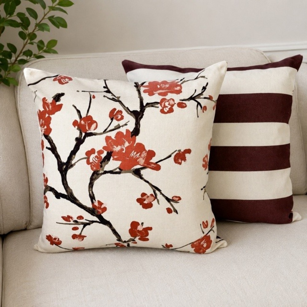 Handmade Sakura Cherry Blossom Pillow Covers Set 2 20x20 Floral
